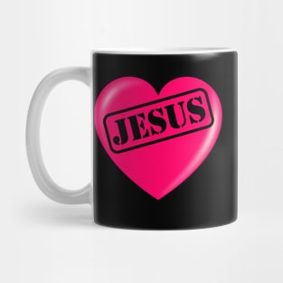 Jesus typography punched out in pink heart Mug